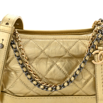 Chanel Metallic Aged Calfskin Quilted Small Gabrielle Hobo Gold 8 of 12
