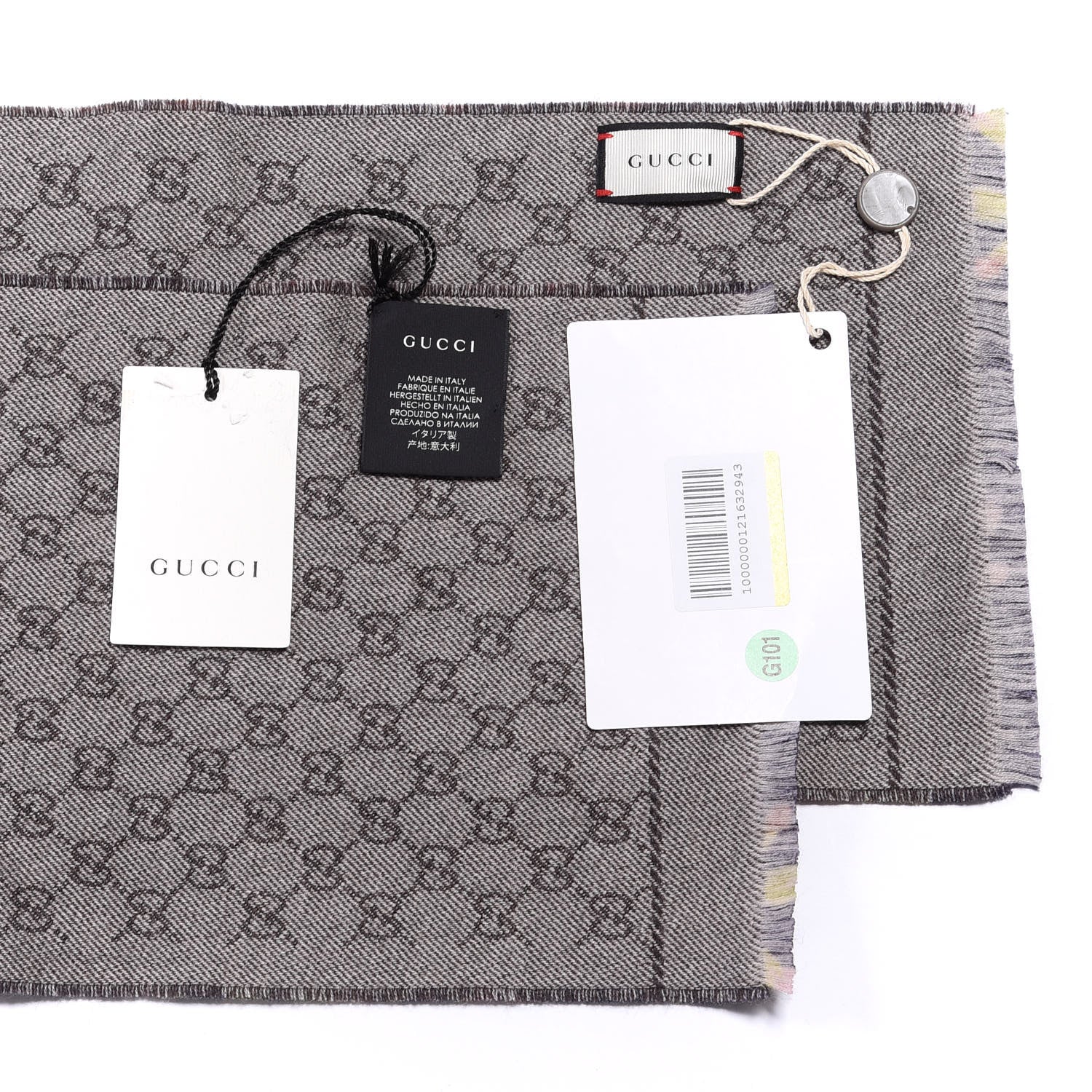 Gucci Wool Monogram Blooms Print Scarf Navy 4 of 4