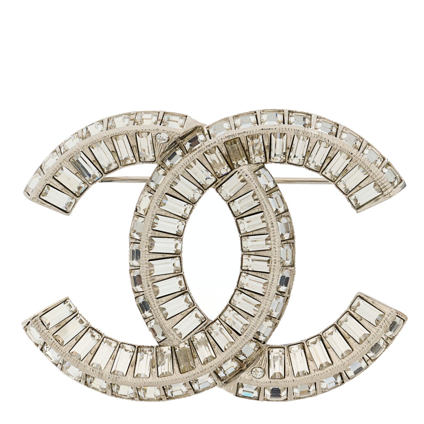Baguette Crystal CC Brooch Silver