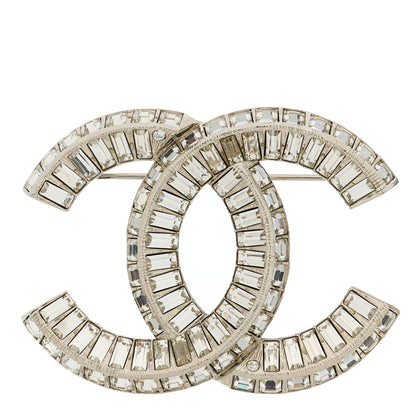 Chanel Baguette Crystal CC Brooch Silver 1 of 4