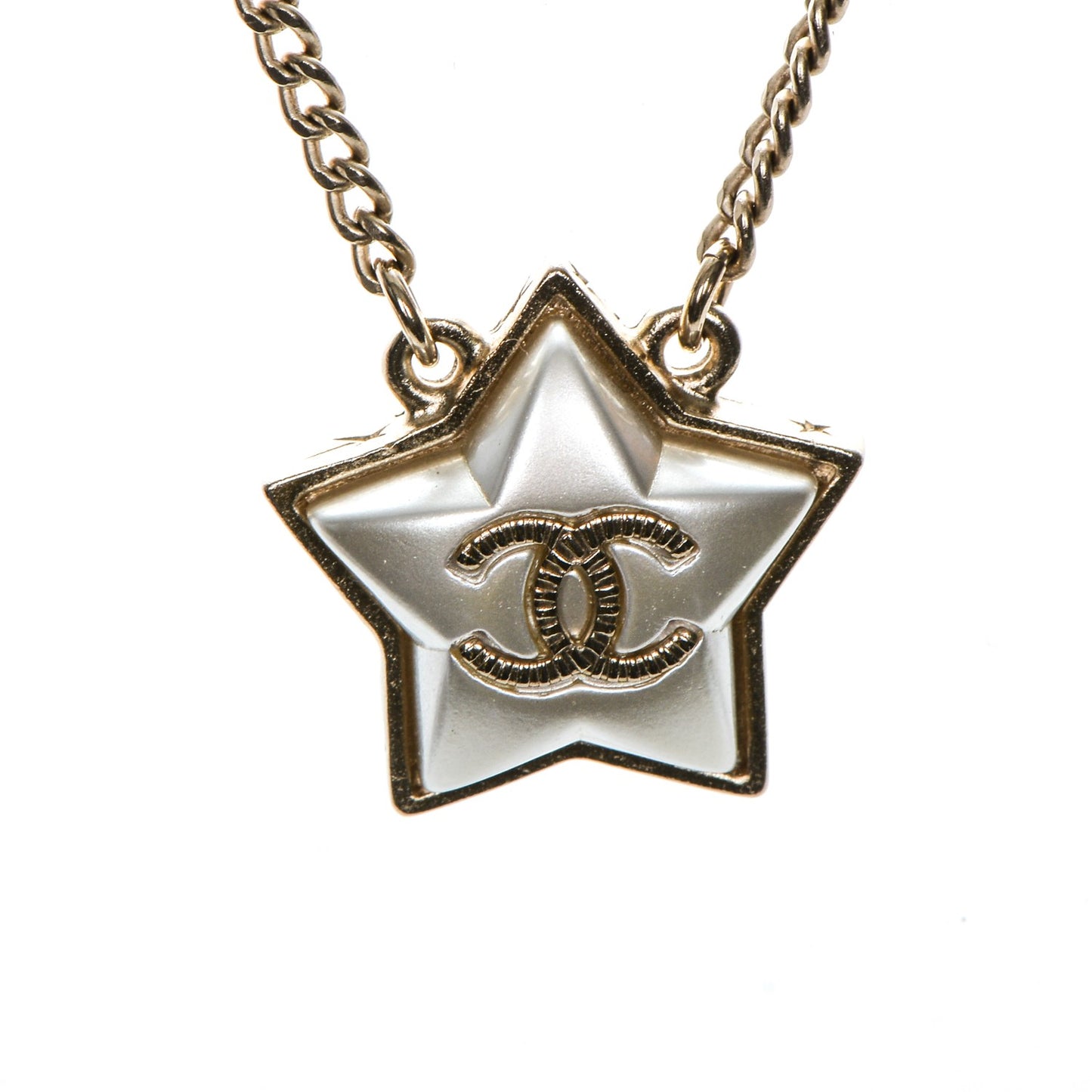 Metal Resin Star CC Necklace Silver Gold