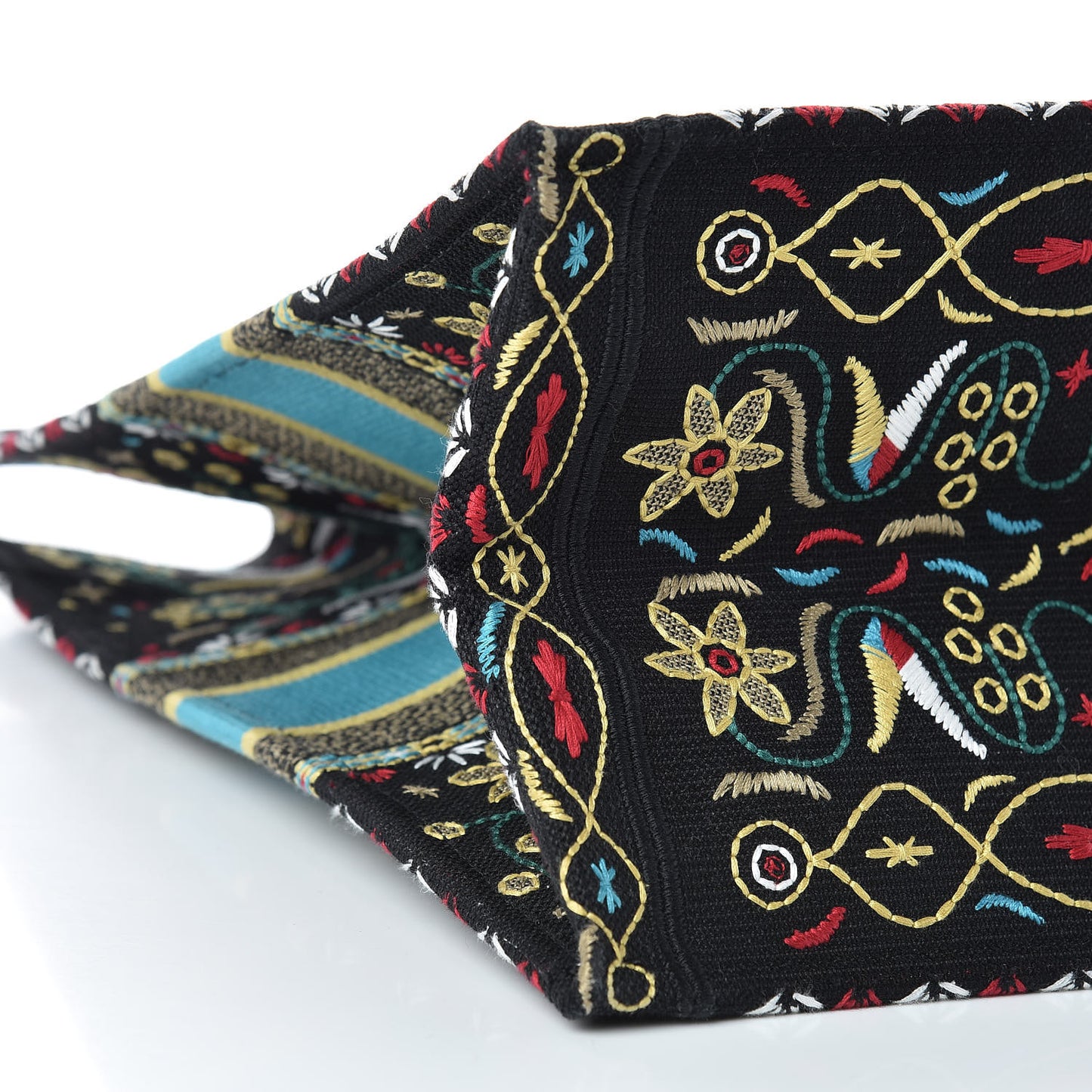 Canvas Embroidered Large Book Tote Black Multicolor