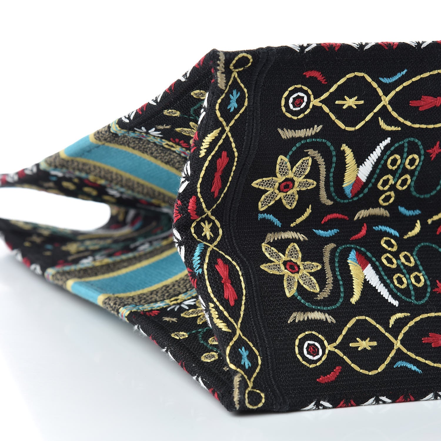 Christian Dior Canvas Embroidered Large Book Tote Black Multicolor 9 of 10