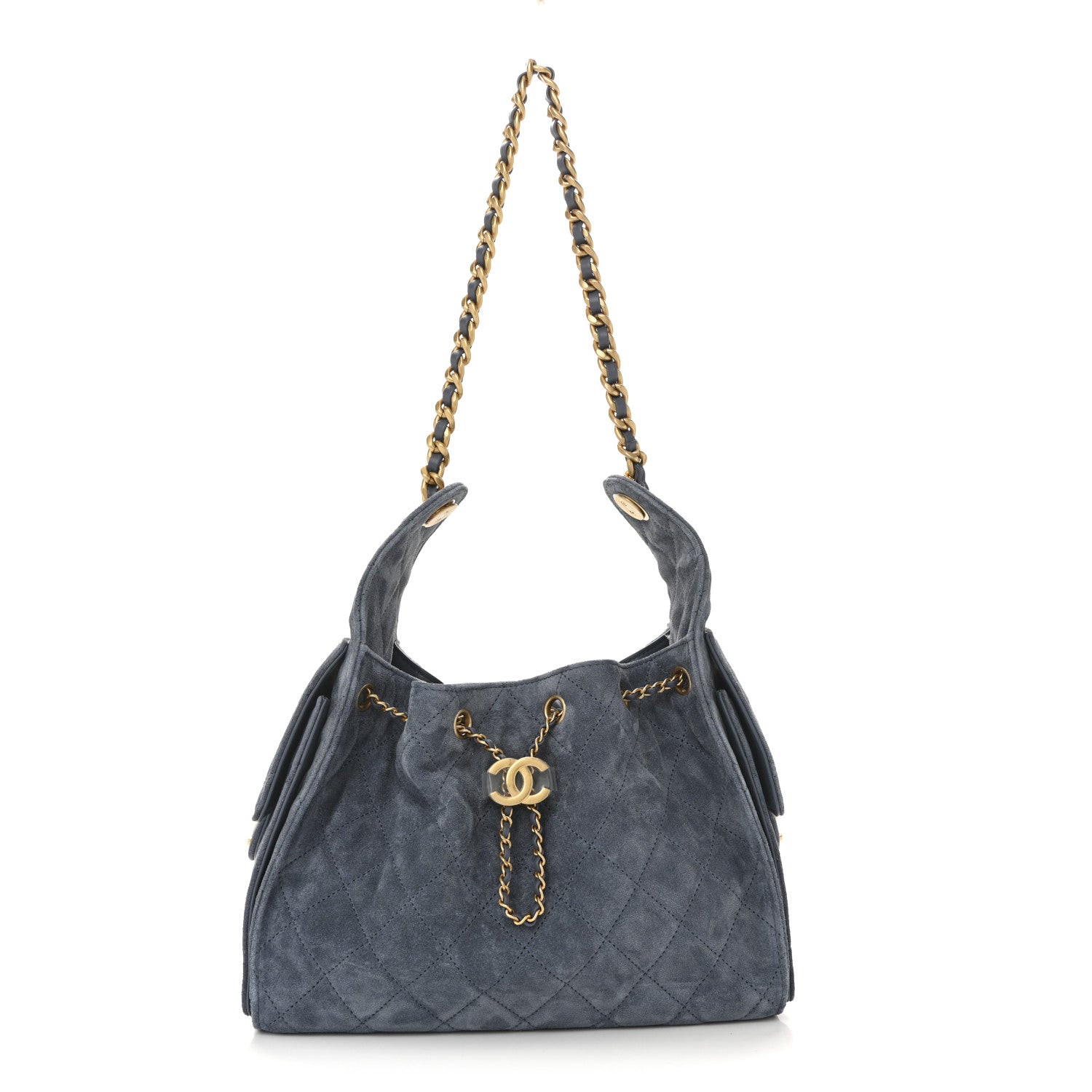 Chanel Suede Quilted Small Chanel 25 Handbag Blue 1 of 10