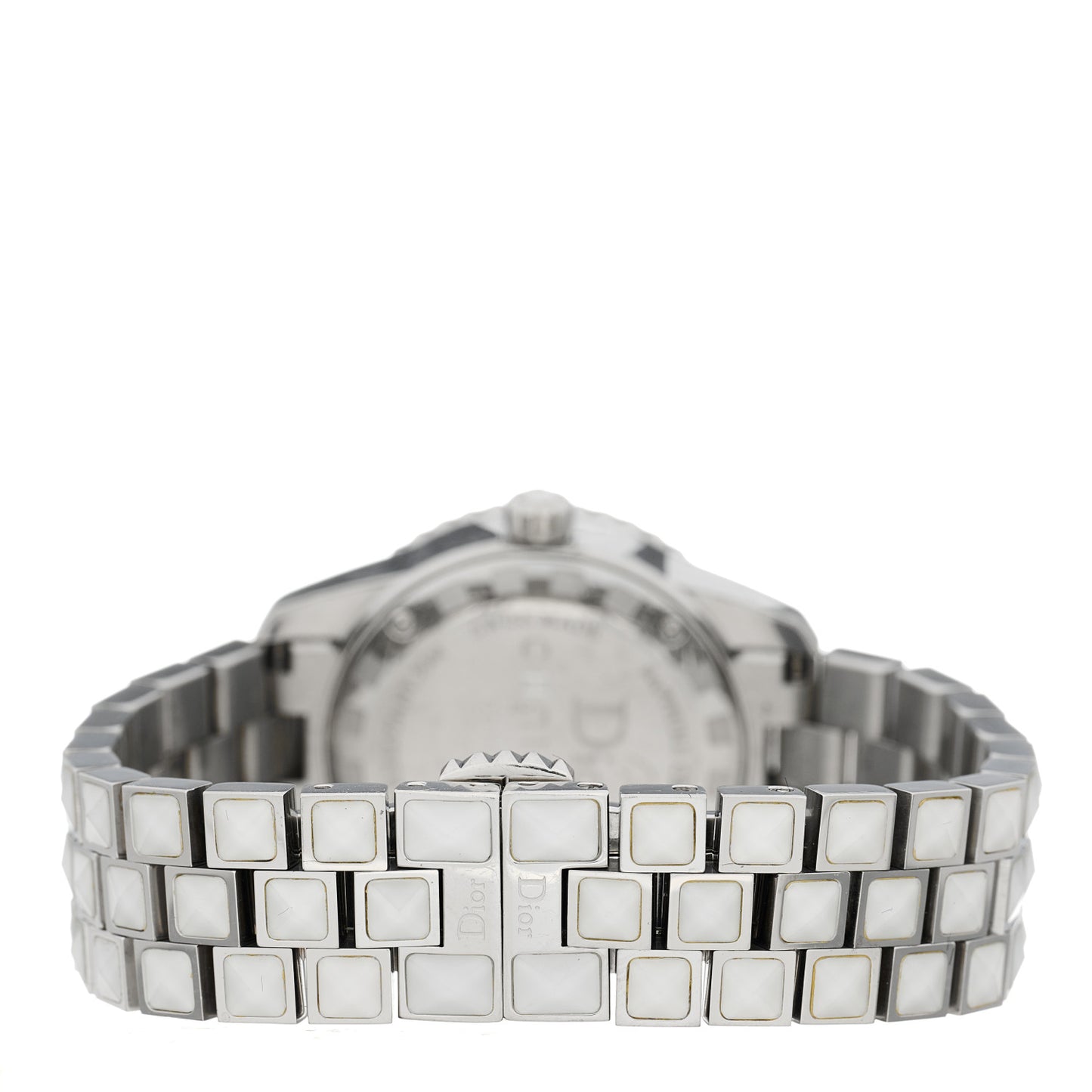 Stainless Steel Diamond Sapphire 33mm Christal Quartz Watch White