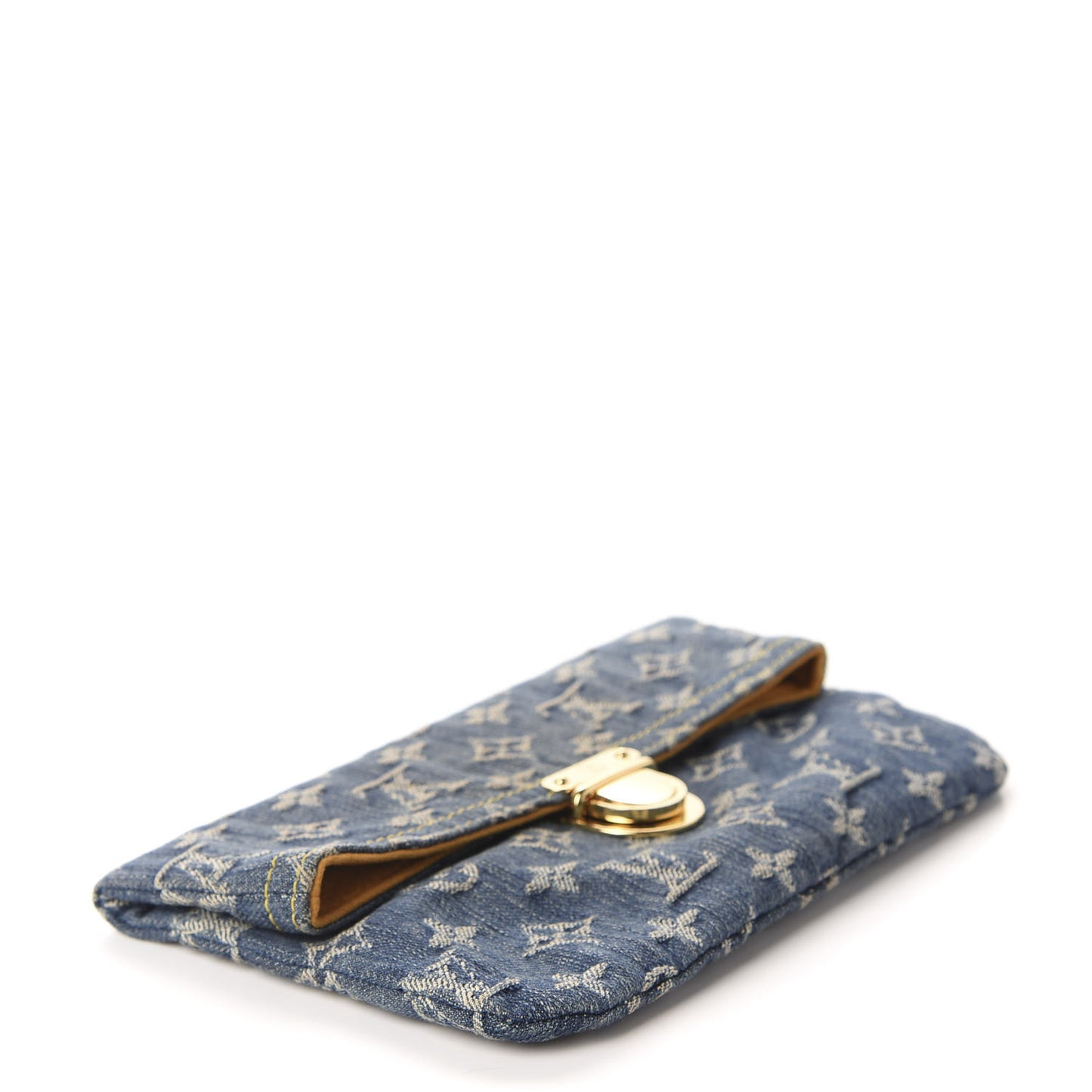Monogram Denim Pochette Plat Clutch Blue