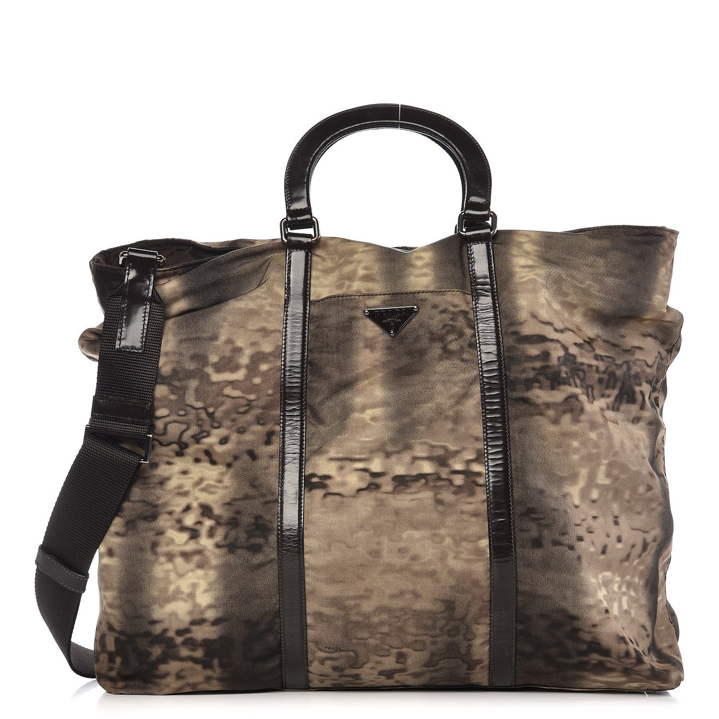 Tessuto Nylon Stampato Tote Brown