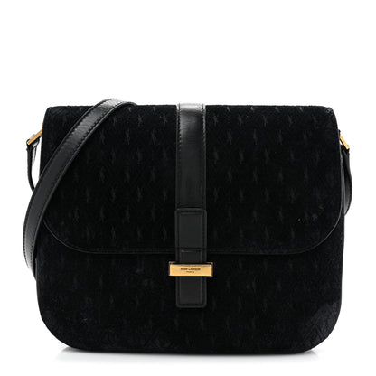 Saint Laurent Suede All-Over Monogram Small Le Monogramme Satchel Black 1 of 19