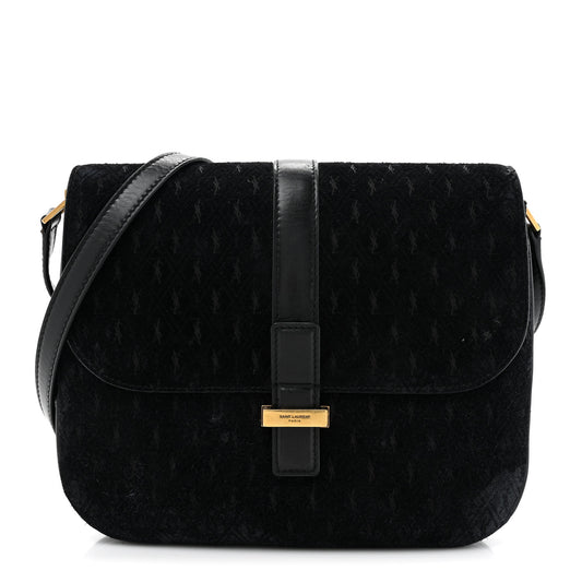 Suede All-Over Monogram Small Le Monogramme Satchel Black