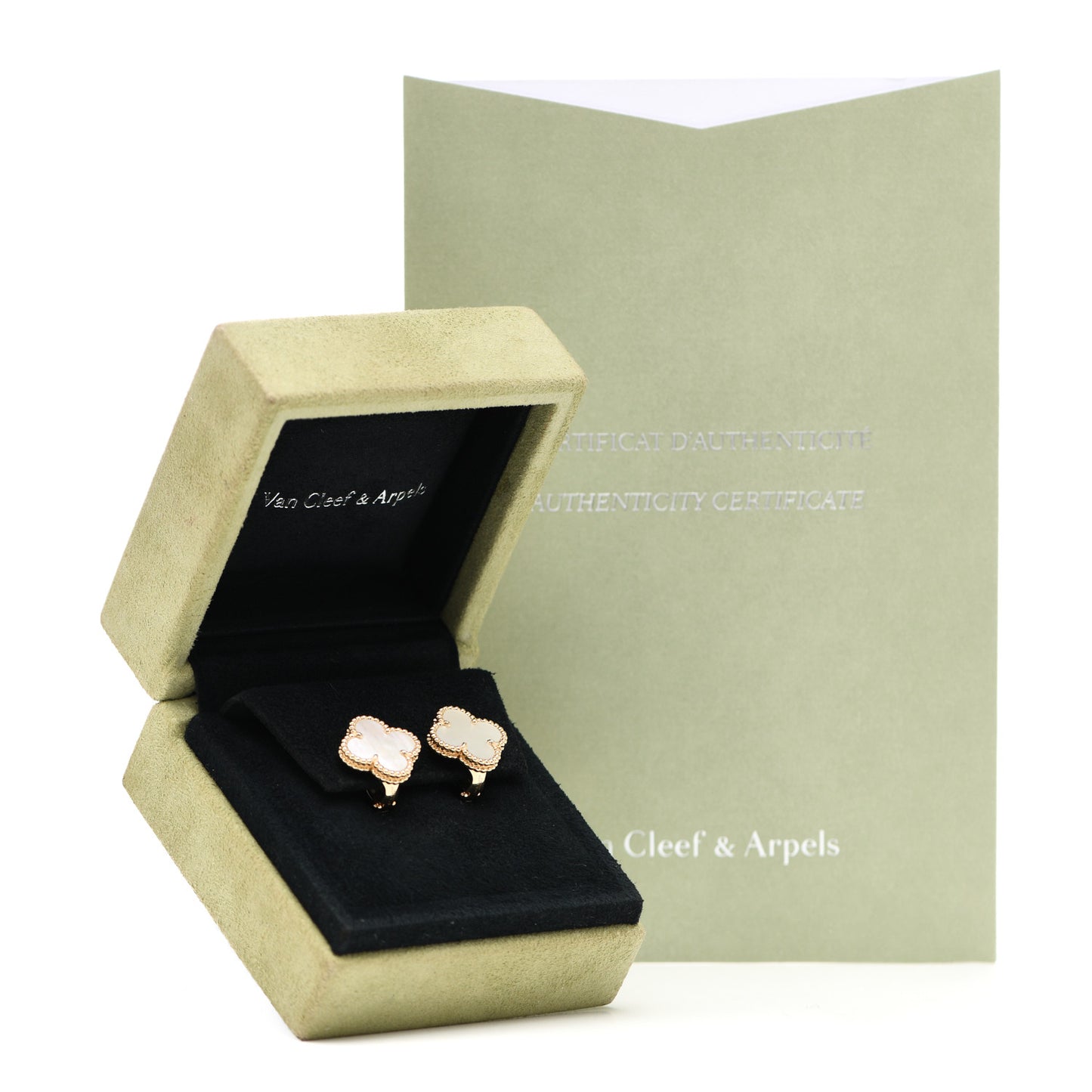 18K Yellow Gold Mother of Pearl Vintage Alhambra Earrings