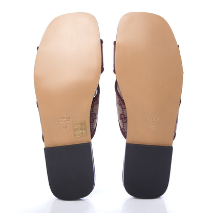 Gucci Canvas GG Monogram Womens Criss Cross Slide Sandals 40 Sahara Rubino Chardonnay 5 of 9