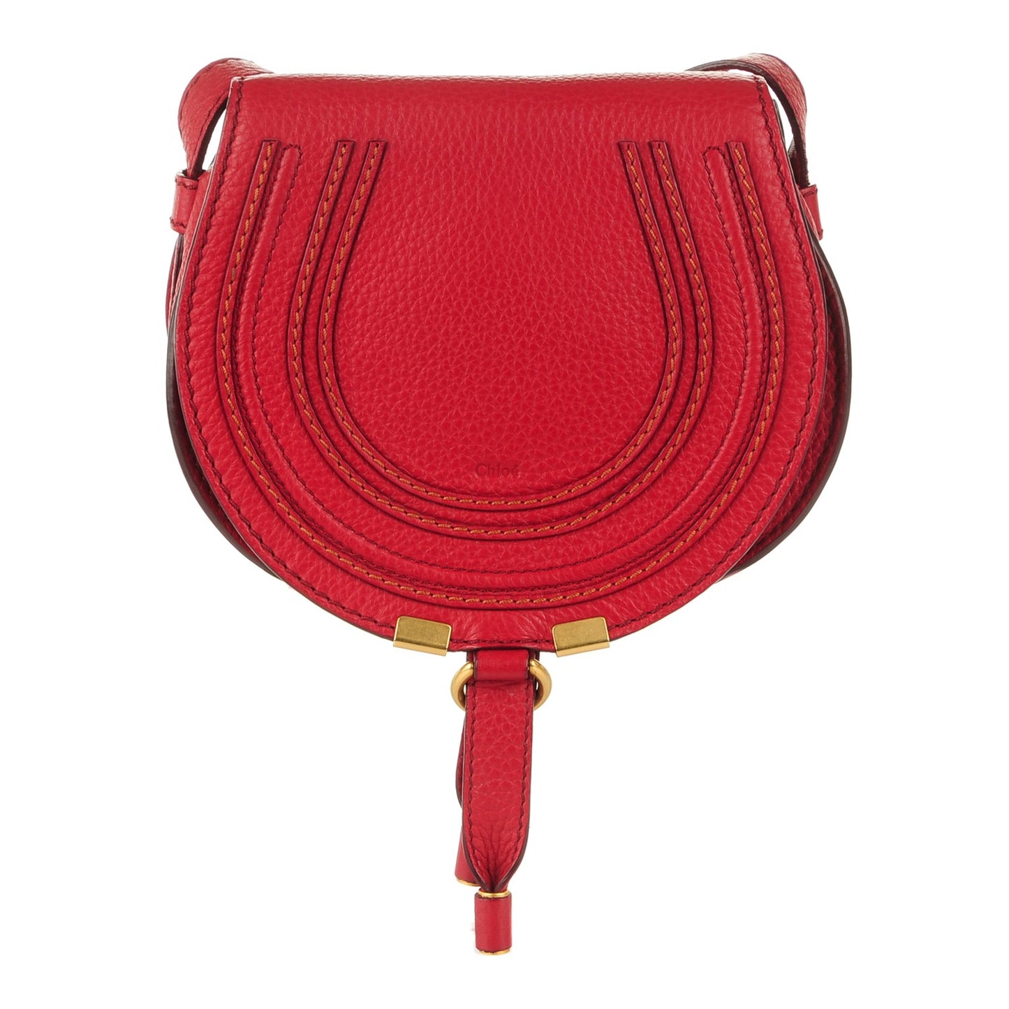 Calfskin Mini Marcie Round Crossbody Bag Red