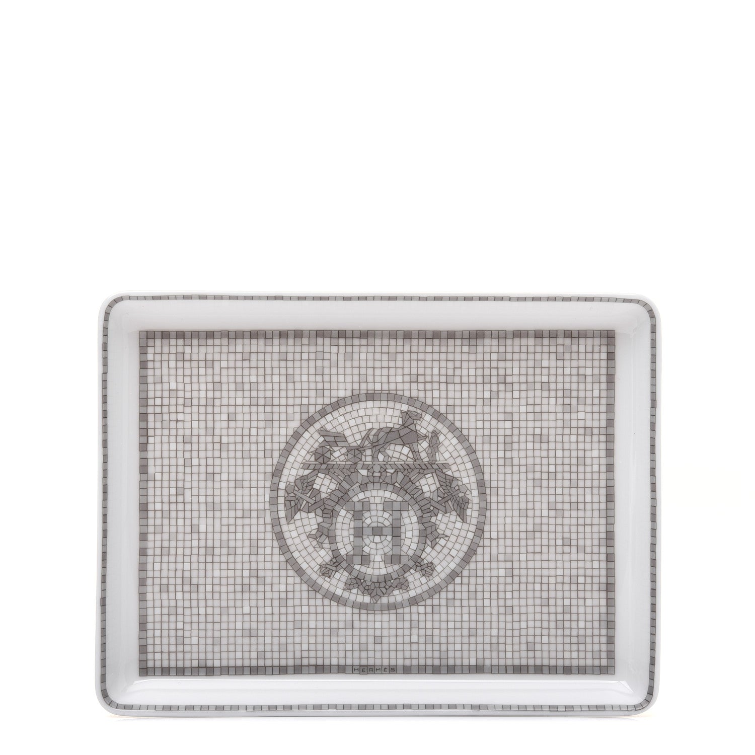 Hermes Porcelain Mosaique Au 24 Sushi Plate Platine 1 of 7