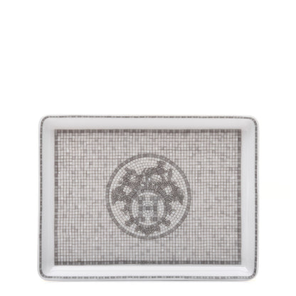 Hermes Porcelain Mosaique Au 24 Sushi Plate Platine 1 of 7