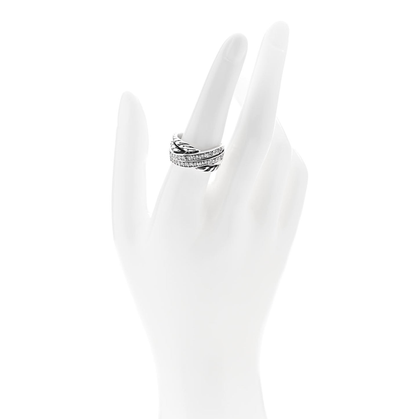 Sterling Silver Diamond Double Crossover Cable Ring 54 7