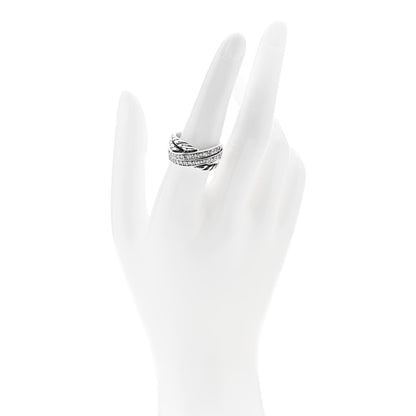David Yurman Sterling Silver Diamond Double Crossover Cable Ring 54 7 2 of 4
