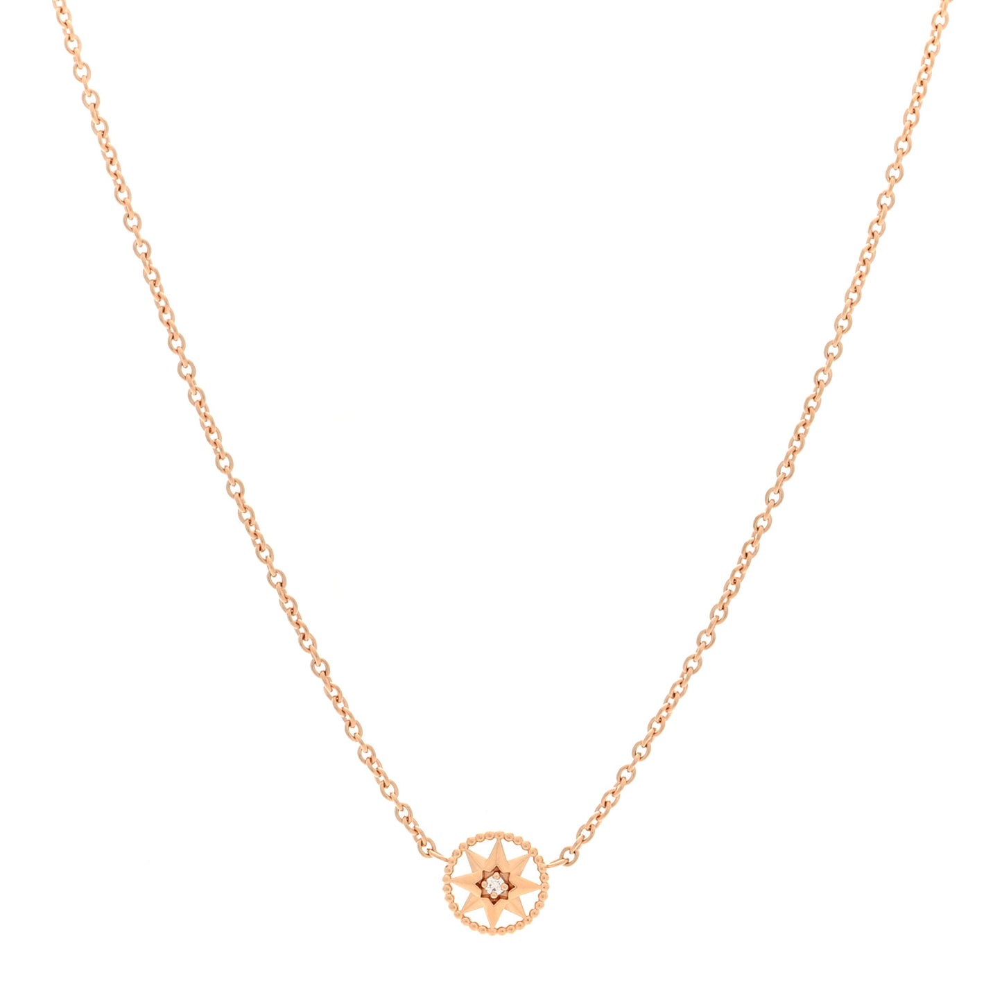 18K Rose Gold Diamond XS Rose Des Vents Necklace