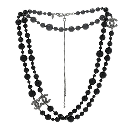 Chanel Ruthenium Pearl Beaded CC Long Necklace Black 3 of 7