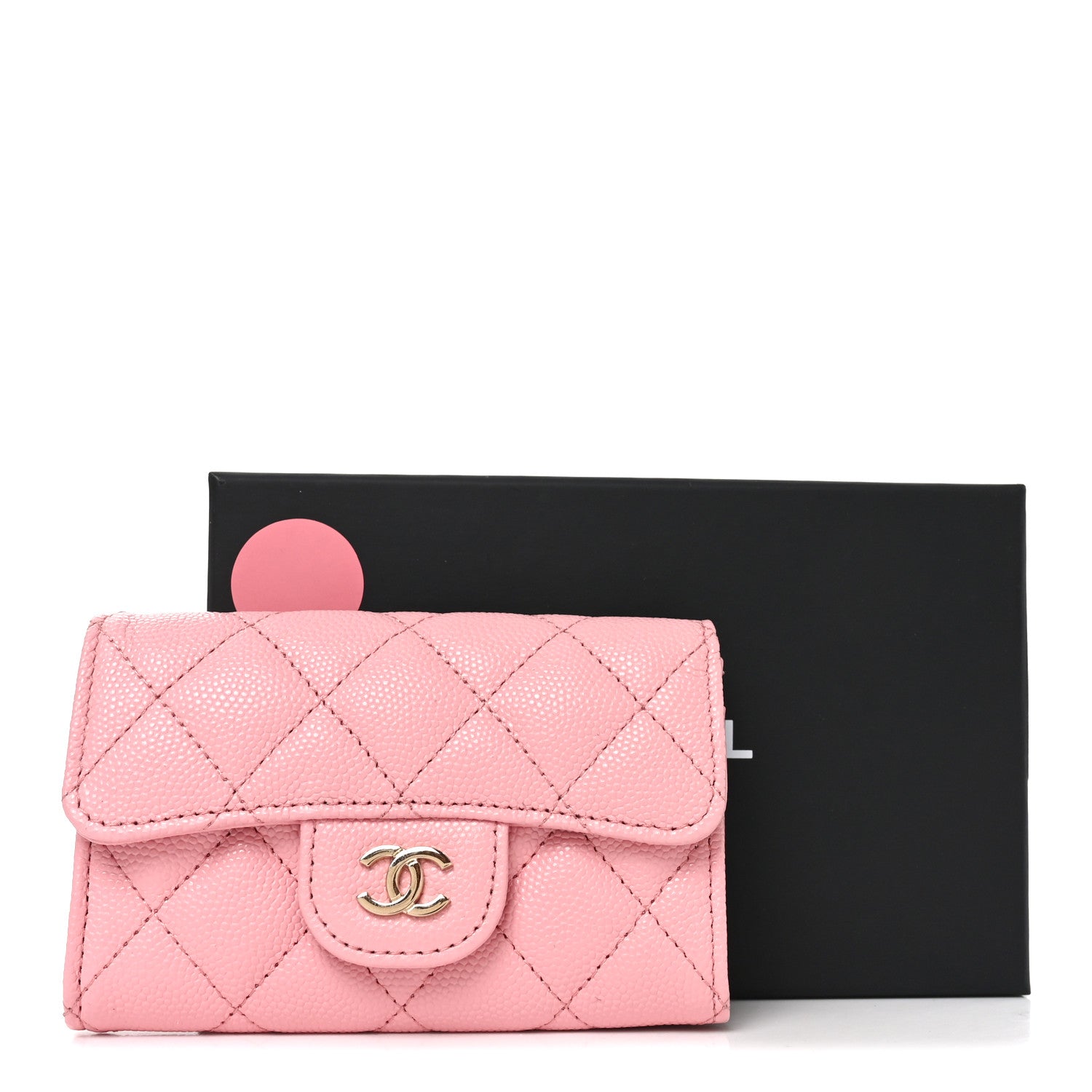 Chanel Caviar Quilted Flap Card Holder Wallet Pink 9 of 9