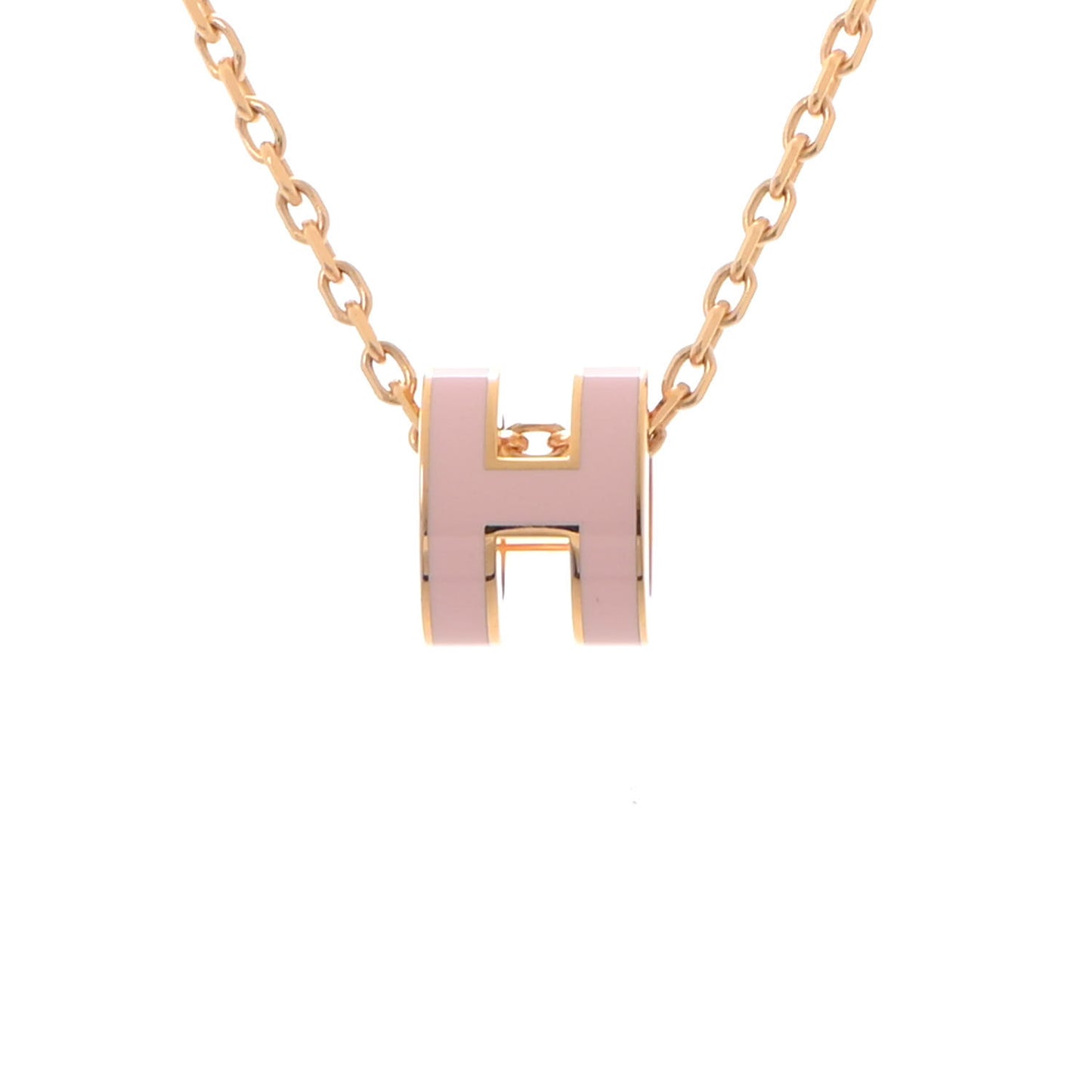 Lacquered Rose Gold Mini Pop H Pendant Necklace Rose Dragee