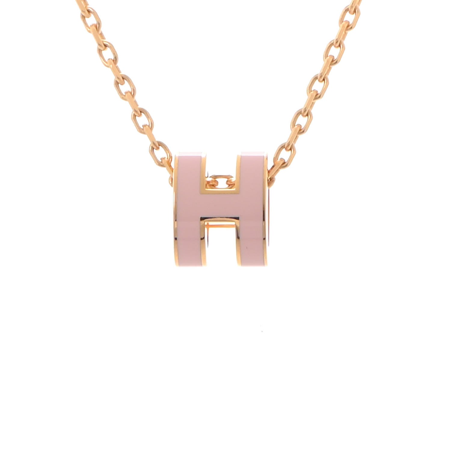 Hermes Lacquered Rose Gold Mini Pop H Pendant Necklace Rose Dragee 3 of 5