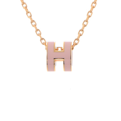 Hermes Lacquered Rose Gold Mini Pop H Pendant Necklace Rose Dragee 3 of 5