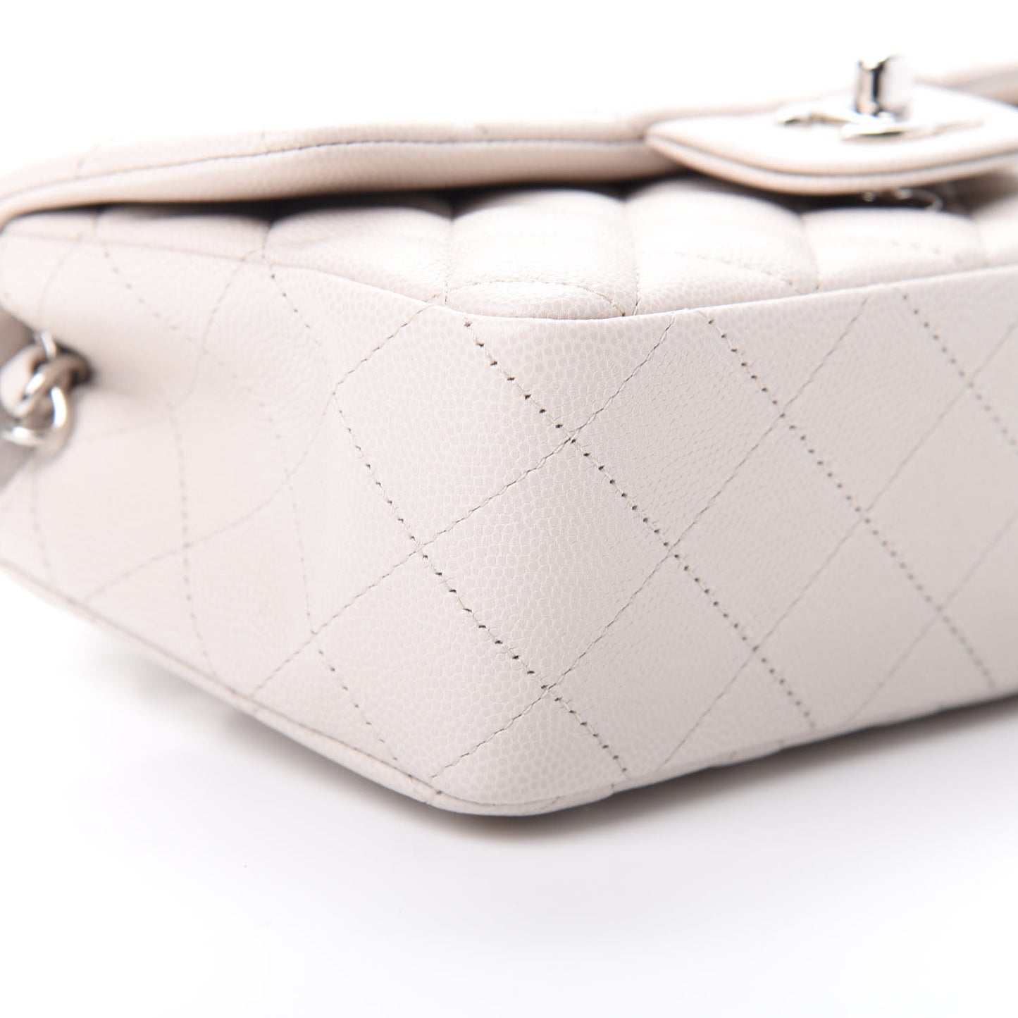 Caviar Quilted Mini Rectangular Flap Ivory