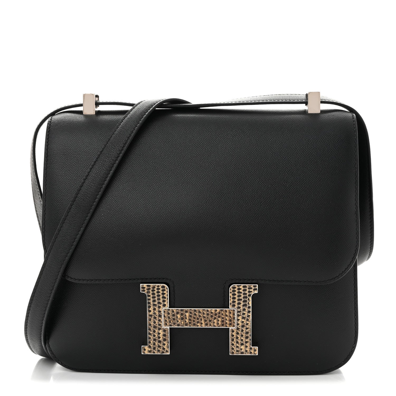 Hermes Madame Calfskin Lizard Constance 24 Black Ombre 1 of 11