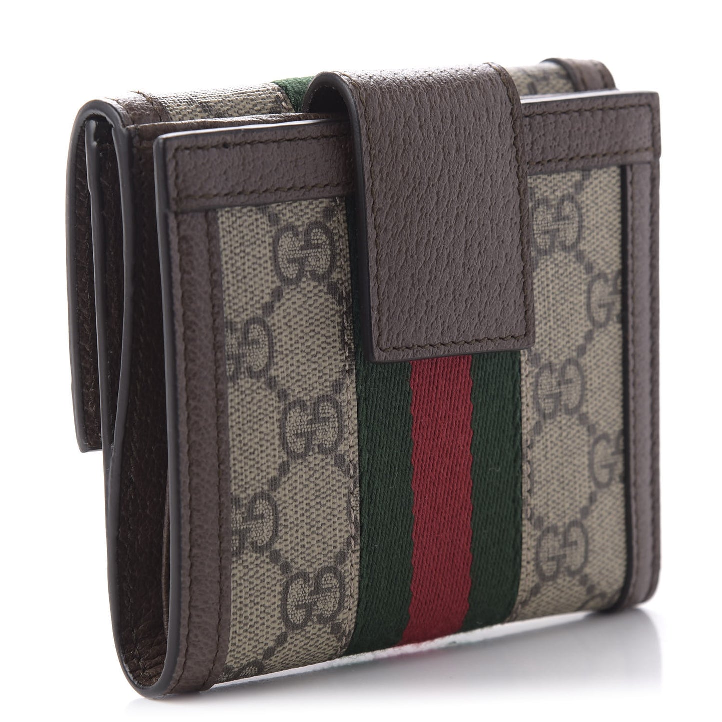 GG Supreme Monogram Web Ophidia French Flap Wallet Beige New Acero