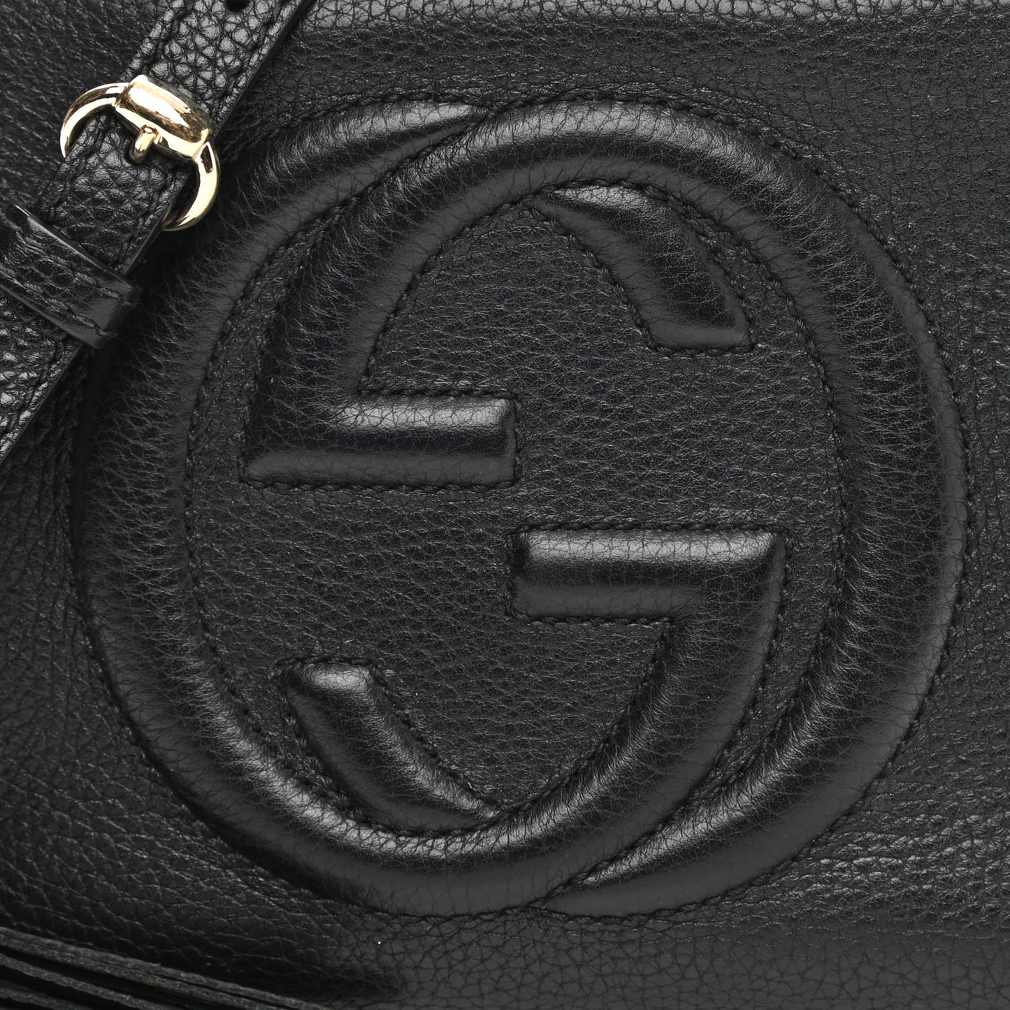 Pebbled Calfskin Small Soho Disco Bag Black