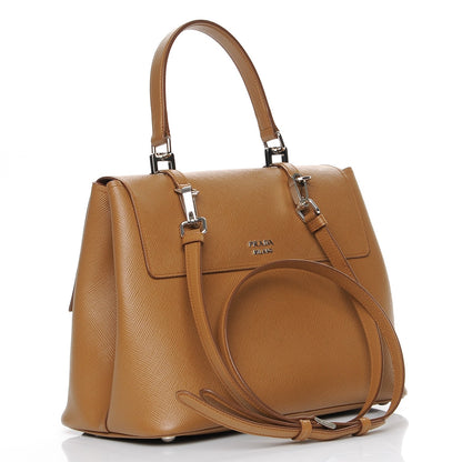 Prada Saffiano Cuir Convertible Top Handle Tote Caramel 4 of 8