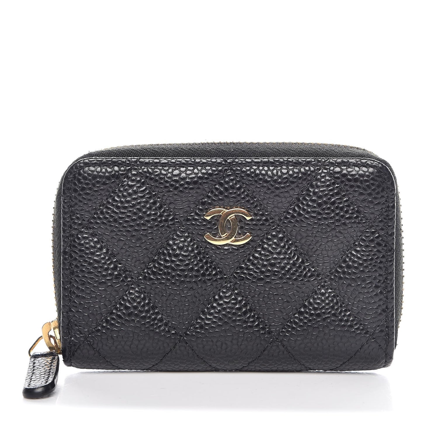 Caviar Quilted Zip Coin Purse Black