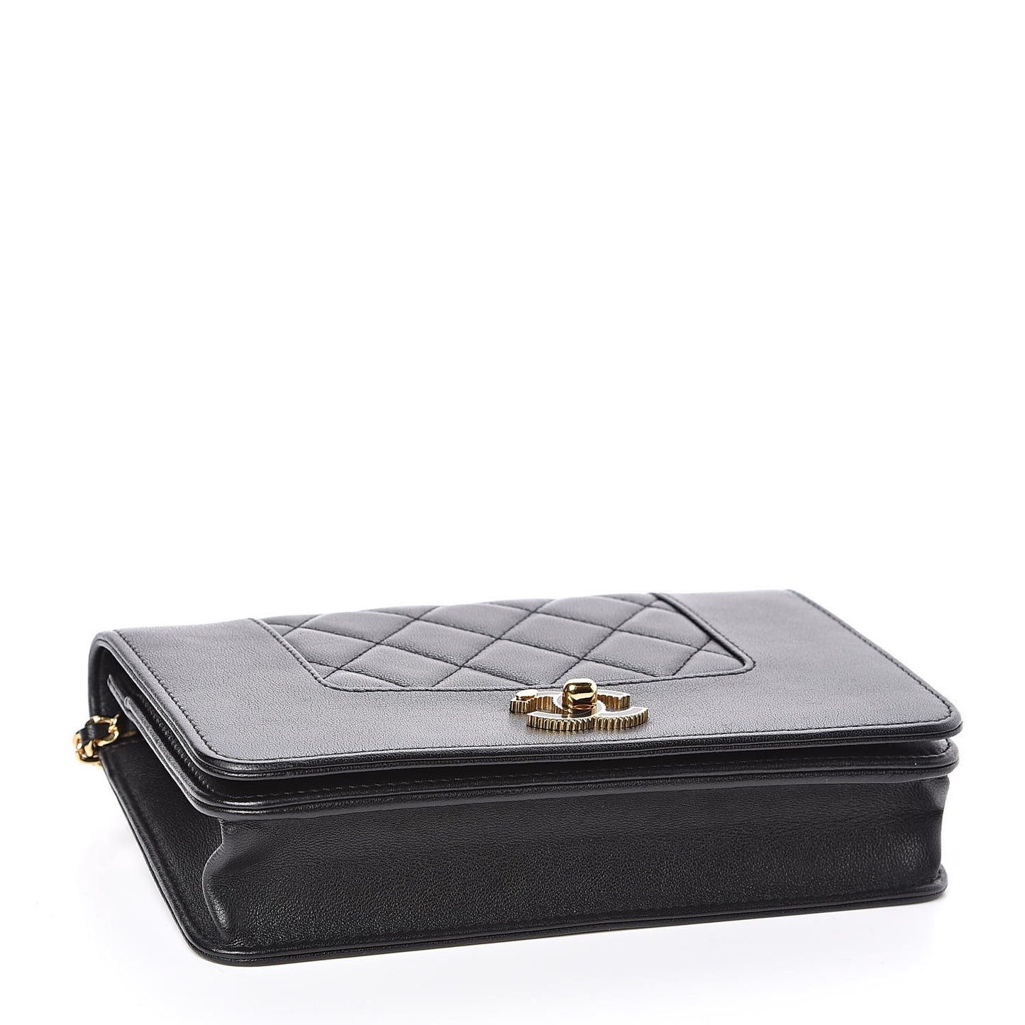Sheepskin Quilted Mademoiselle Vintage Wallet On Chain WOC Black