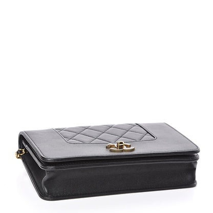 Chanel Sheepskin Quilted Mademoiselle Vintage Wallet On Chain WOC Black 4 of 13