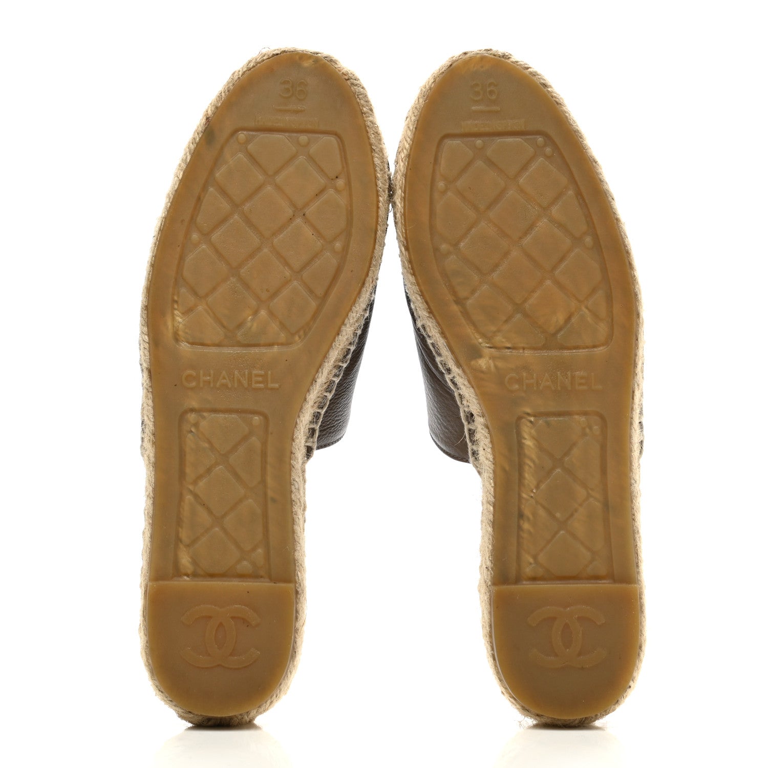 Chanel Calfskin CC Espadrille Mules 36 Dark Beige 5 of 13