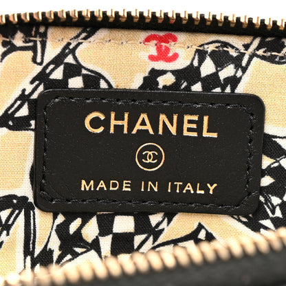 Chanel Caviar Quilted Striated Zip Card Holder Wallet Black 7 of 8
