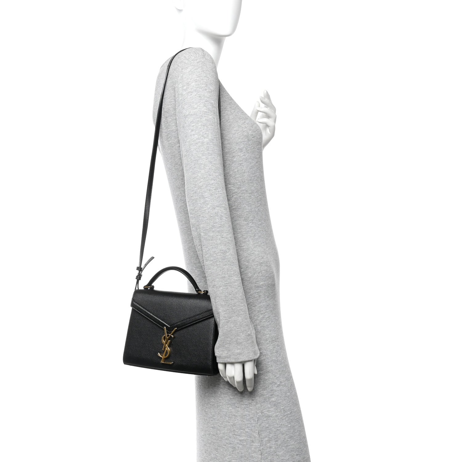 Saint Laurent Grain De Poudre Mini Classic Monogram Cassandra Top Handle Black 2 of 10