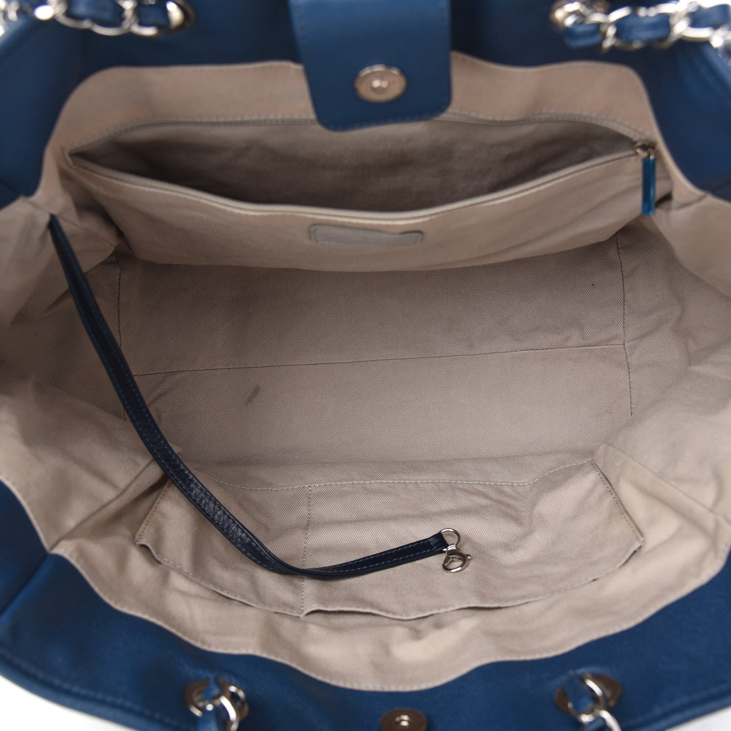 Chanel Glazed Calfskin Medium Deauville Tote Blue 5 of 10