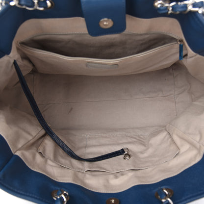Chanel Glazed Calfskin Medium Deauville Tote Blue 5 of 10