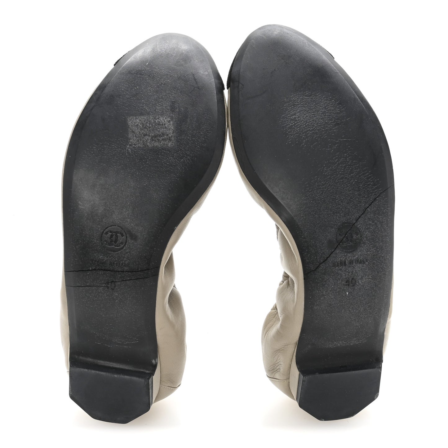Lambskin CC Elastic Cap Toe Ballerina 40 Flats 40 Beige Black