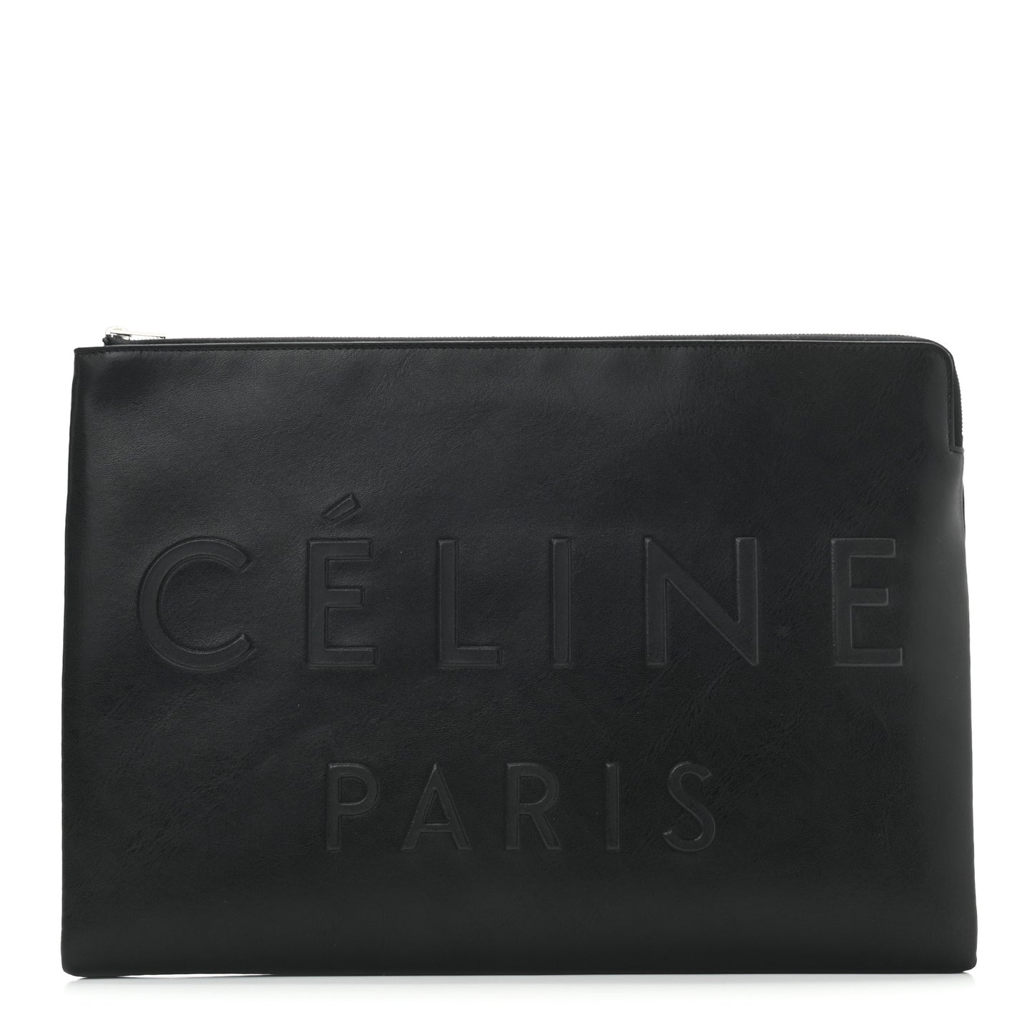 Calfskin Large Made In Clutch Pouch Black