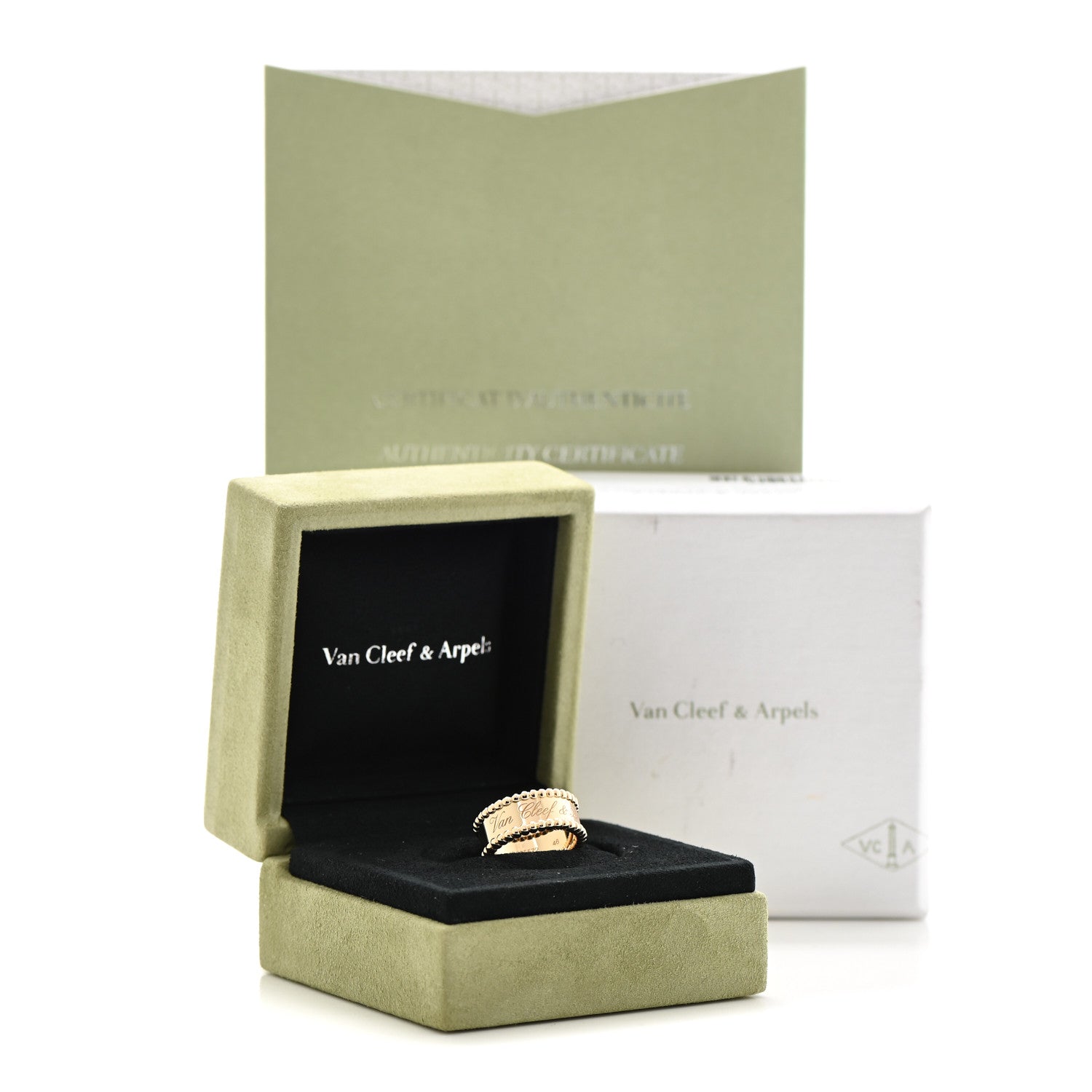 Van Cleef & Arpels 18K Yellow Gold Perlee Signature Ring 46 3.75 6 of 6