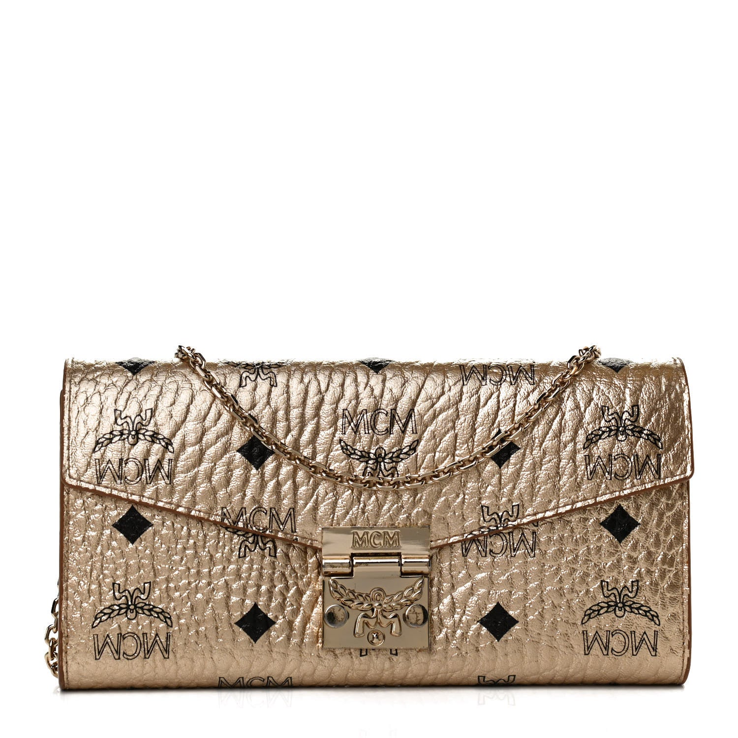 MCM Metallic Visetos Patricia Wallet On Chain Gold 1 of 12