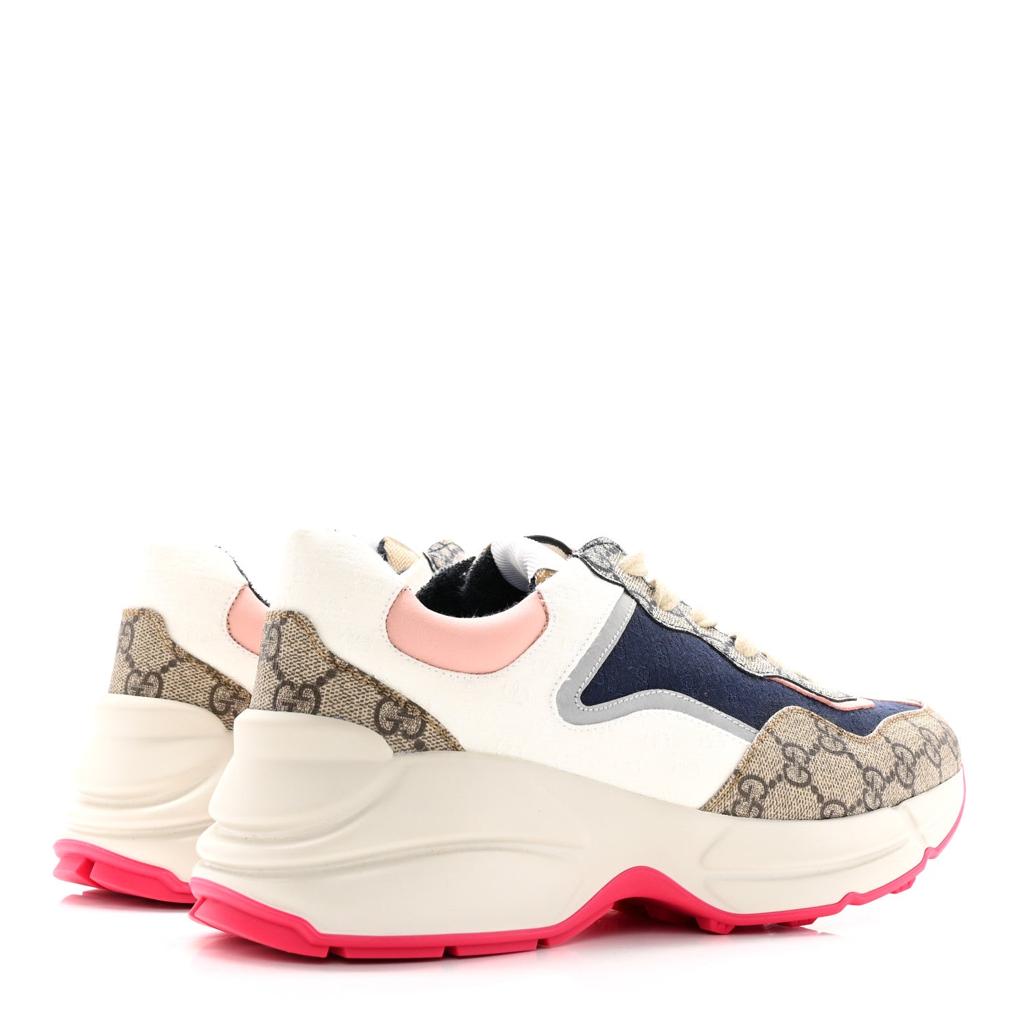 Gucci GG Supreme Monogram Mix Monogram Womens Rhyton Sneakers 39 London Blue Beige Pale Pink 4 of 16