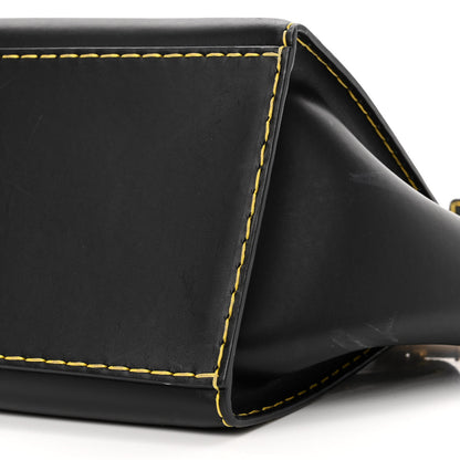 Celine Smooth Calfskin Yellow Stitching Medium Trapeze Black 9 of 10