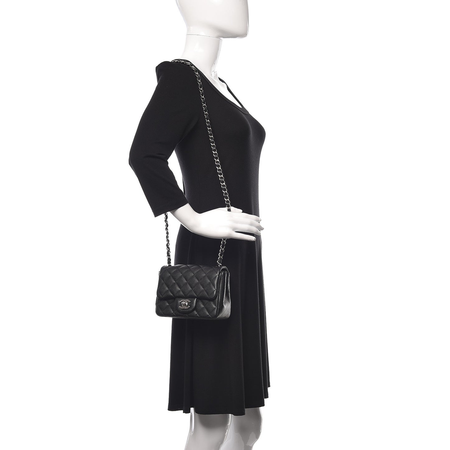 Caviar Quilted Mini Square Flap Black