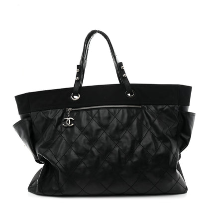 Chanel Coated Canvas Stitched XL Paris Biarritz Tote Black 1 of 14