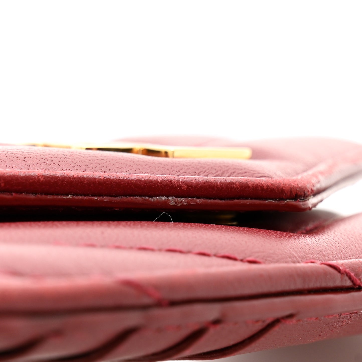 Lambskin Matelasse Chevron Monogram Compact Wallet Opyum Red