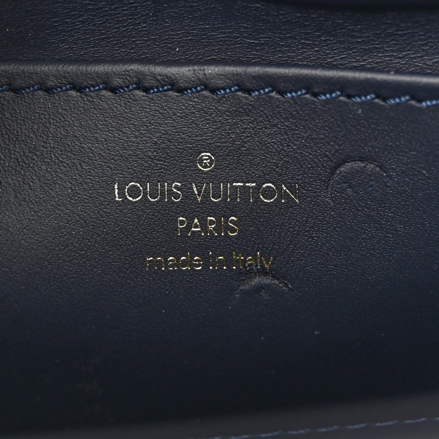 Lambskin Malletage Top Handle GO-14 MM Bleu Marine