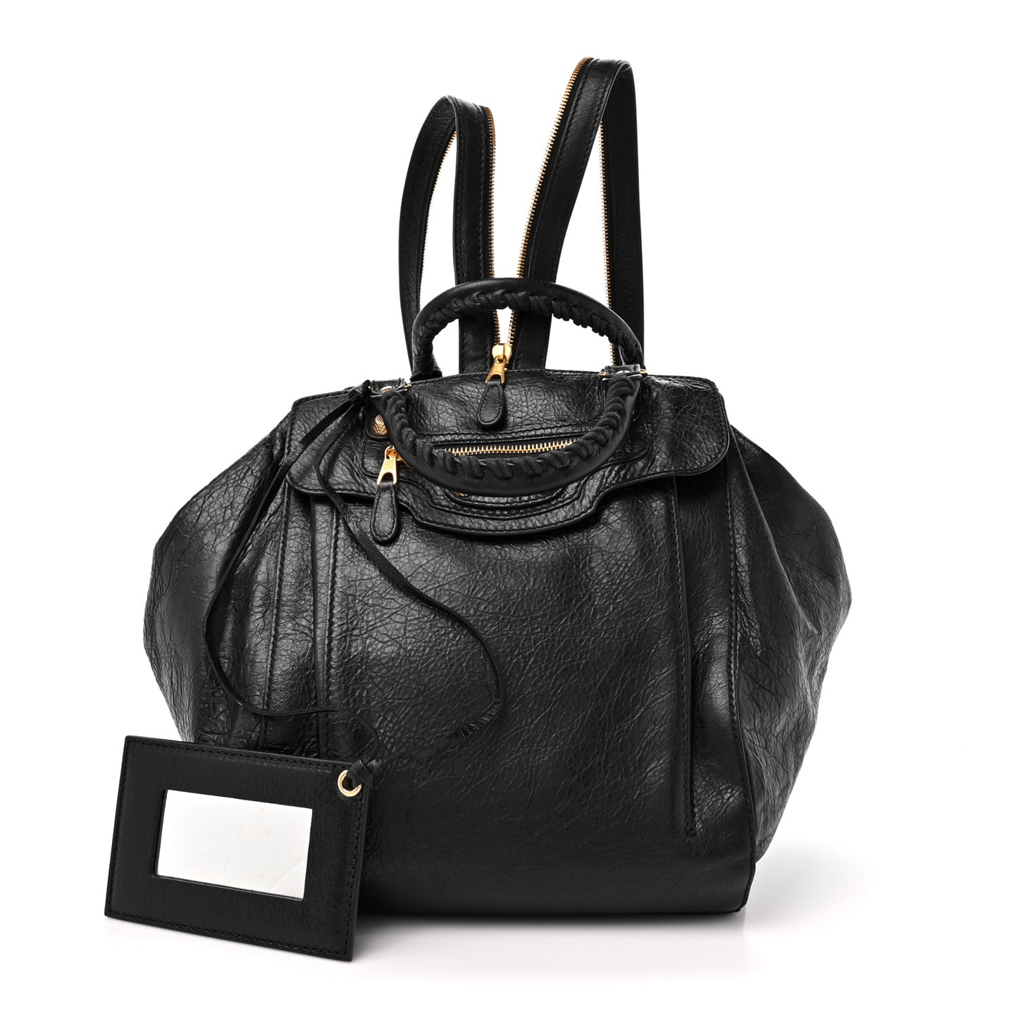 Agneau Giant 12 Gold Hardware Zip Traveler Backpack Black